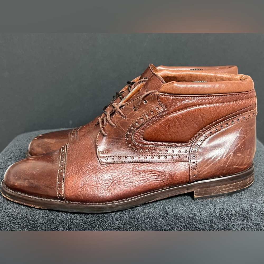 $225 Johnston & Murphy Domani Men's Chelsea Chukka Brown Deerskin Boots-Sz 9 M